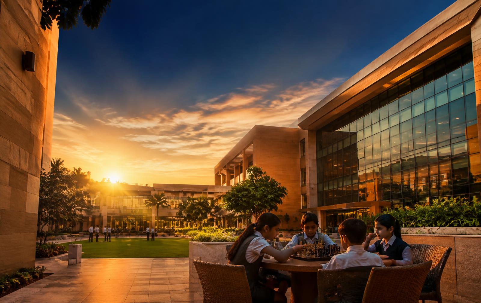 Archer campus at sunset